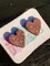 Heart shaped wood stud earring, Floral quilt patterns product 1